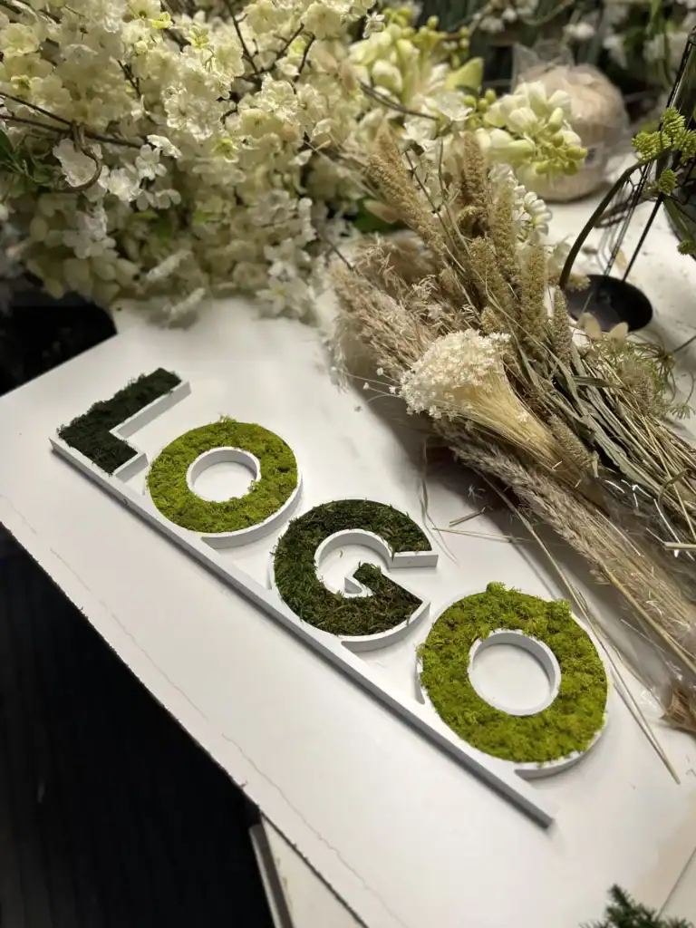 logo, logo végétal, logo végétal d'intérieur, lettres végétales, logo végétal 3D