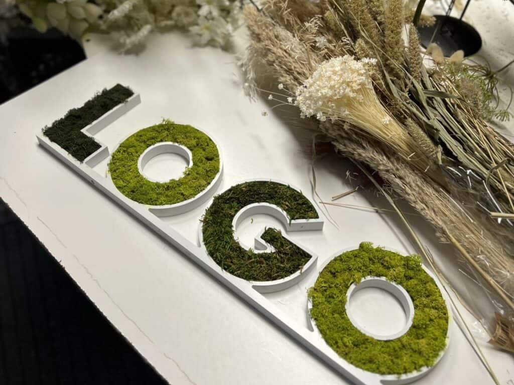 logo, logo végétal, logo végétal d'intérieur, lettres végétales, logo végétal 3D